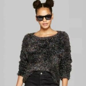 New sparkle cropped cozy sweater confetti sparkle